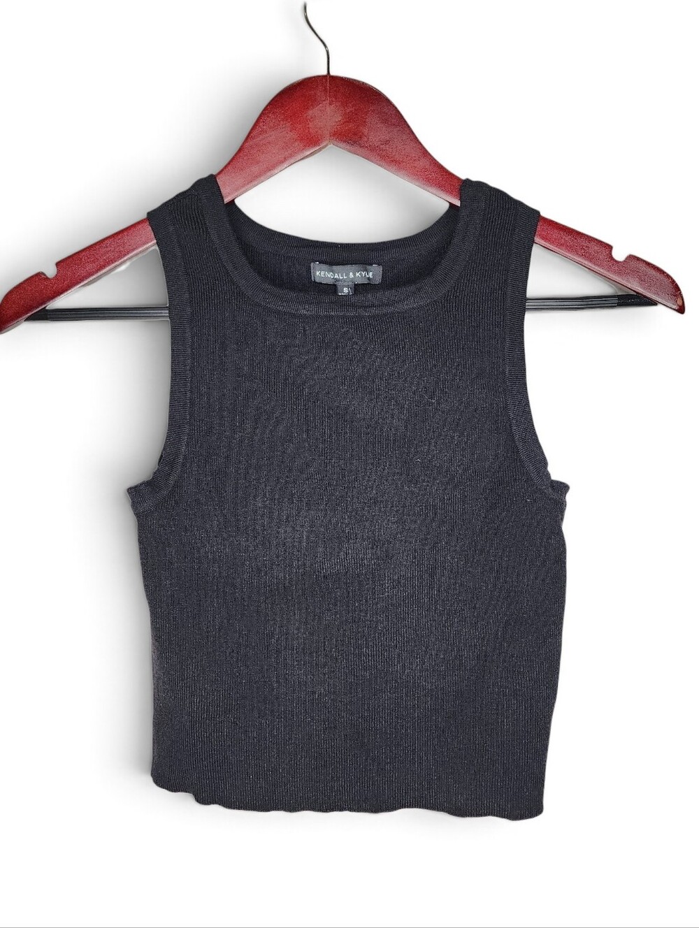 Kendall + Kylie Sleeveless Cropped Knit Top in Black Size S New With Tags
